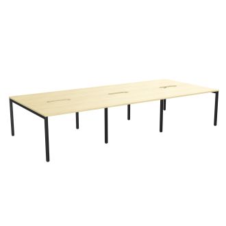 Elite Plus 6 Person Bench Desk - Goal Post Legs-Wood - Maple
