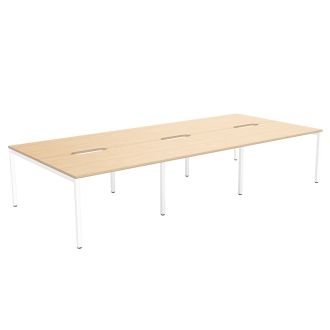 Elite Plus 6 Person Bench Desk - Plywood Edging-Wood - Beech