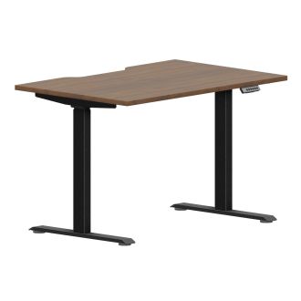 Elite Plus Antique Walnut Height Adjustable Desk - Black Frame - Scallop