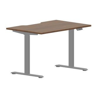 Elite Plus Height Adjustable Desk - Silver Frame-Wood - Antique Walnut
