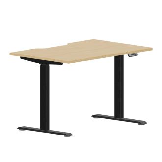 Elite Plus Height Adjustable Desk - Black Frame-Wood - Beech