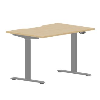 Elite Plus Height Adjustable Desk - Silver Frame-Wood - Beech