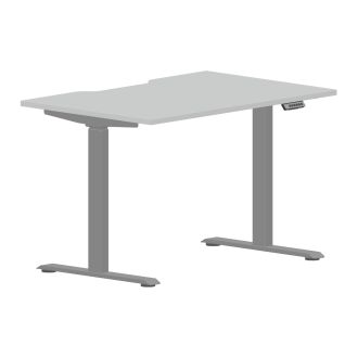 Elite Plus Height Adjustable Desk - Silver Frame-Wood - Grey