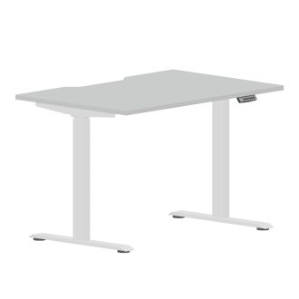 Elite Plus Height Adjustable Desk - White Frame-Wood - Grey
