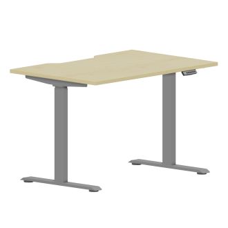 Elite Plus Height Adjustable Desk - Silver Frame-Wood - Maple