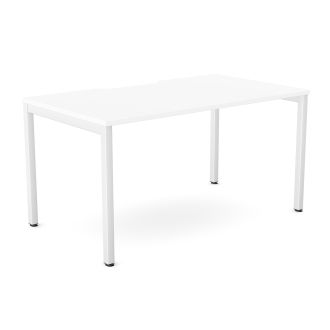 Elite White Bench Desk - White Goal Post Legs