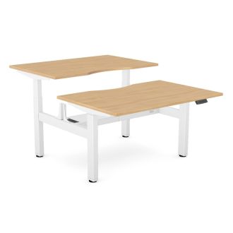 Elite Twin Sit-Stand Desk - White Frame - Beech