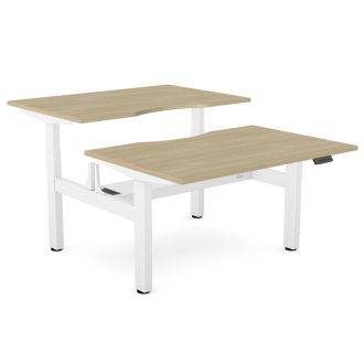Elite Twin Sit-Stand Desk - White Frame - Urban Oak