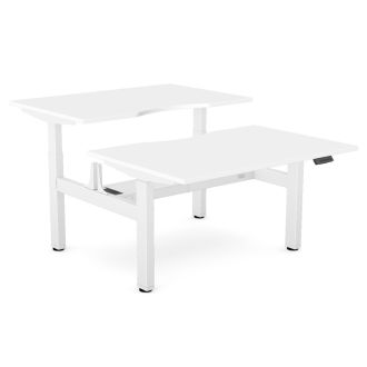 Elite Twin Sit/Stand Desk - White Frame-Wood - White
