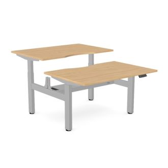 Elite Twin Sit-Stand Desk - Silver Frame - Beech