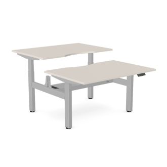 Elite Twin Sit/Stand Desk - Silver Frame-Wood - Cashmere