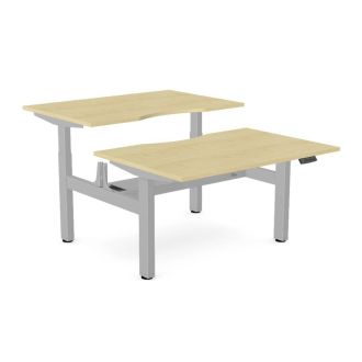 Elite Twin Sit/Stand Desk - Silver Frame-Wood - Maple