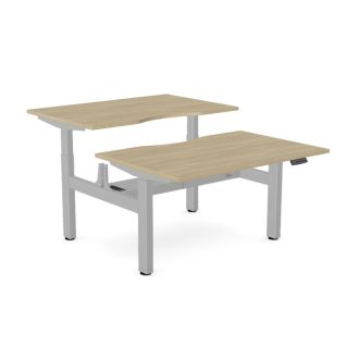 Elite Twin Sit-Stand Desk - Silver Frame - Urban Oak