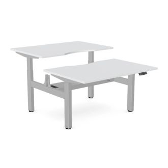 Elite Twin Sit/Stand Desk - Silver Frame-Wood - White