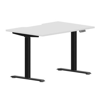 Elite Height Adjustable Desk - Black Frame-Wood - White