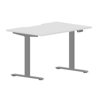 Elite Height Adjustable Desk - Silver Frame-Wood - White