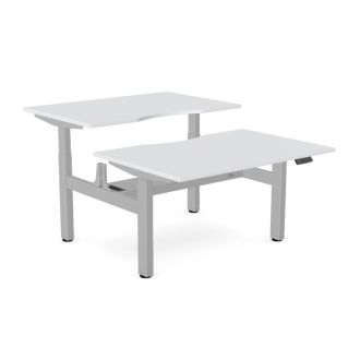 Elite Twin Sit/Stand Desk - Silver Frame-Wood - Grey
