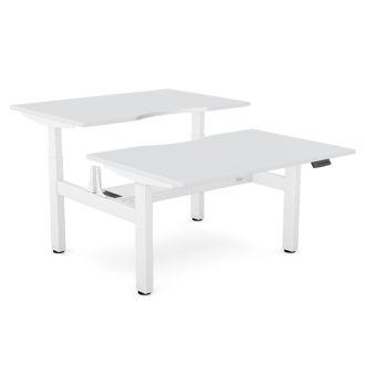 Elite Twin Sit/Stand Desk - White Frame-Wood - Grey