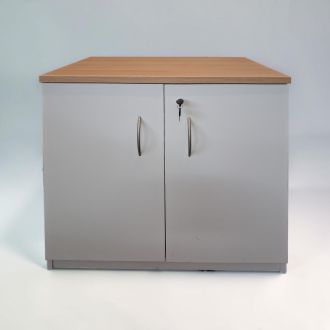 Used White Desk Height Cupboard- front