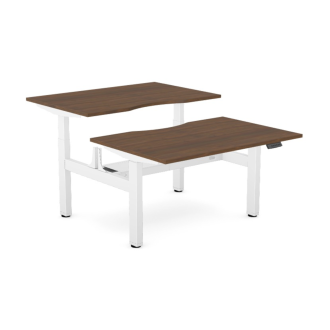 Elite Twin Sit/Stand Desk - White Frame-Wood - Antique Walnut