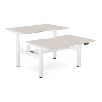 Elite Twin Sit/Stand Desk - White Frame-Wood - Cashmere