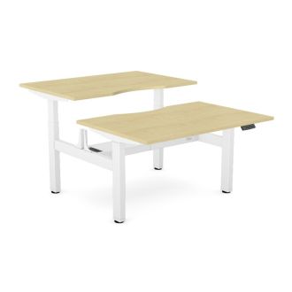 Elite Twin Sit/Stand Desk - White Frame-Wood - Maple