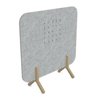 Free Standing Office Screen - Wooden Legs - Grey