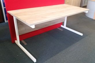 Used Unite Grey Craft Oak Office Desk - White Cantilever Frame