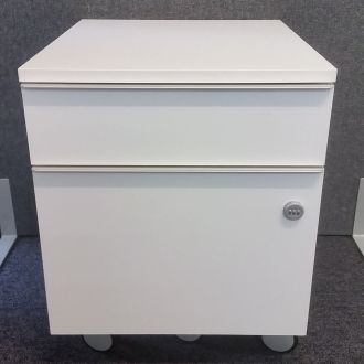 Used White 2 Drawer Pedestal - Front