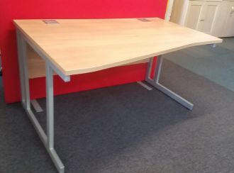 Left-Handed Wave Desk - Light Grey