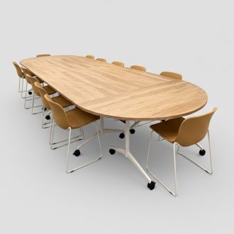 Used Mid-Oak Boardroom Table & Chairs