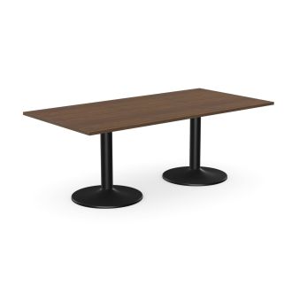 Rectangular Walnut Meeting Table - Black Trumpet Legs