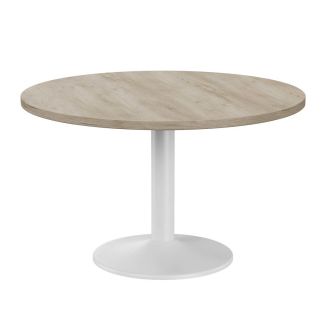 Unite Meeting Table - White Trumpet Base-Wood - Grey Craft Oak