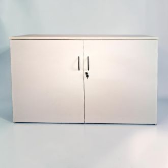 Second Hand Large 2 Door Office Cupboard White Front View