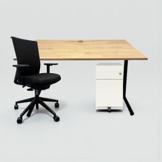 Second Hand Oak Office Desk & Pedestal Set