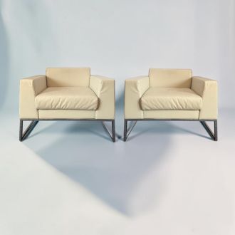 Second hand Boss Design Layla cream leather armchair - Front