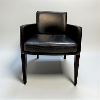 Used Black Faux Leather Armchair - Front