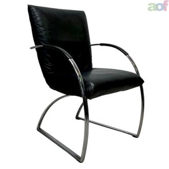 Second Hand Black Leather Meeting Chair