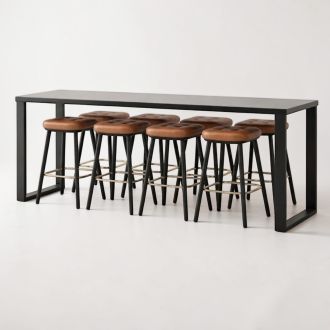 Used Black Poseur Table & Stools Set