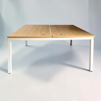 Second Hand 2 & 8 Person Bench Desk – White Frame & Beech - Front