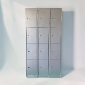 Second Hand Bisley Silver 12 Door Storage Locker - Front