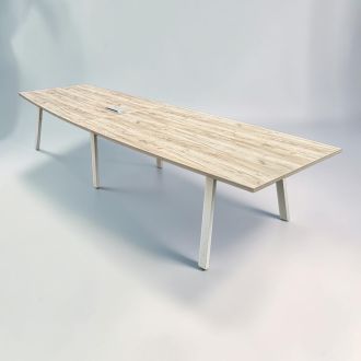 Second Hand Large Meeting Table – Grey Craft Oak & White Legs - Main