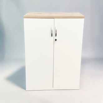 Second Hand Office Cupboard – White & Grey Craft Oak - Front