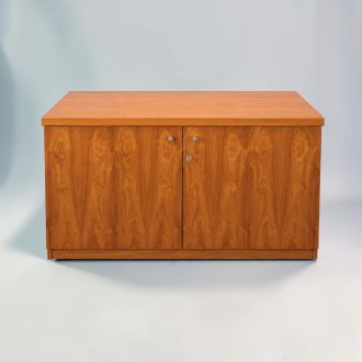 Used Desk Height Wood Veneer 2 door Cupboard - front