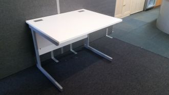 Used White Office Desk - Cantilever Frame - Main