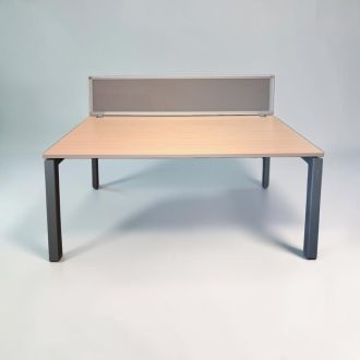 Second Hand Maple Desk with Grey Fabric Screen  - Front 
