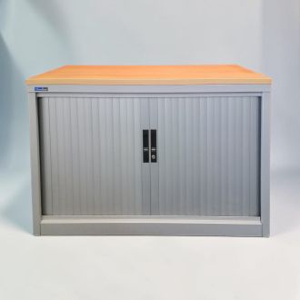 Used Silverline Desk Height Tambour Cupboard - Front