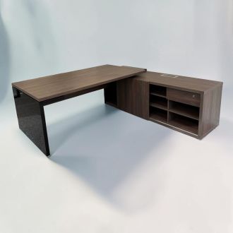 Second Hand Executive Desk with Storage Credenza – Dark Walnut