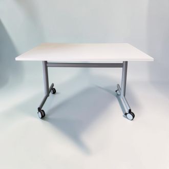 Second Hand Flip Top Meeting Table – White & Silver - Front