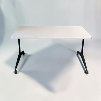 Second Hand White Flip Top Table – Black Mobile Frame - Front